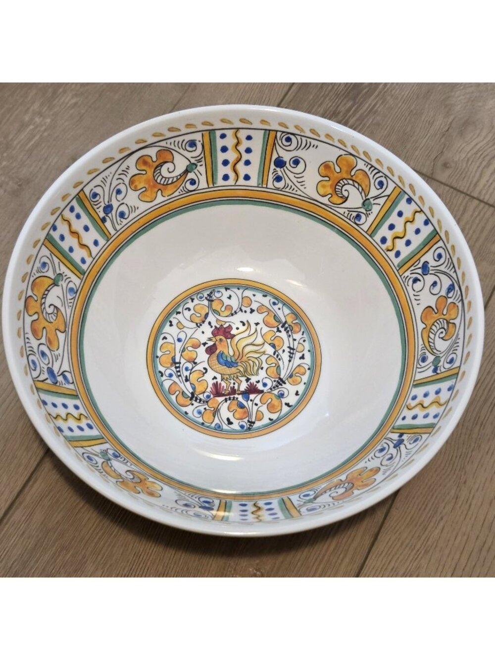 Le Cadeaux Rooster Golden Yellow 12" Large Melamine Serving Bowl